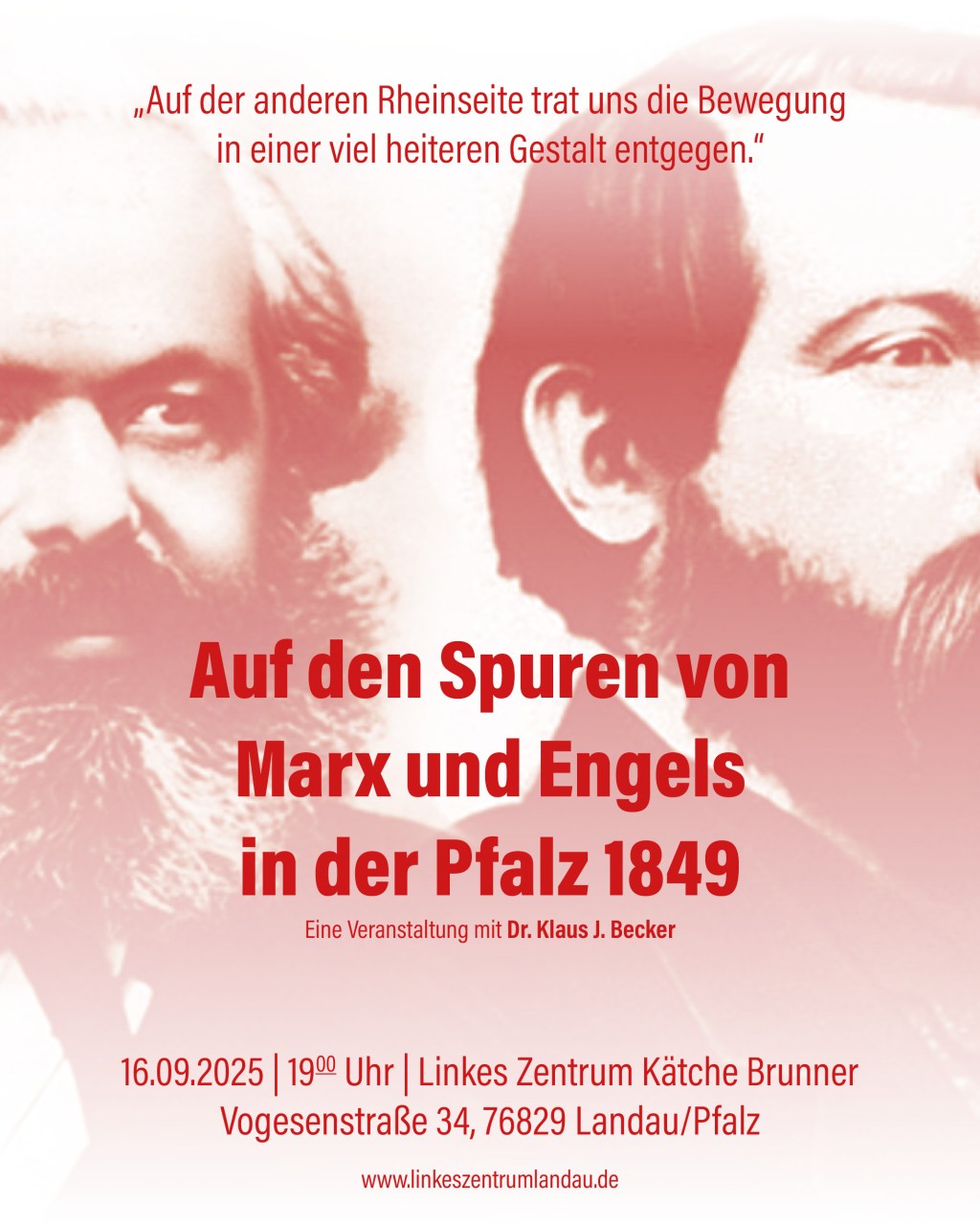 16.09.: Veranstaltung „Auf den Spuren von Marx und Engels in der Pfalz&nbsp;1849“