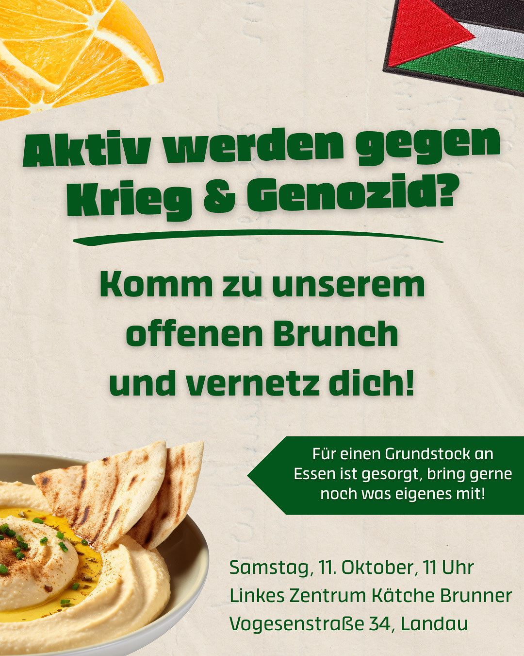 Offener Brunch gegen Krieg & Genozid