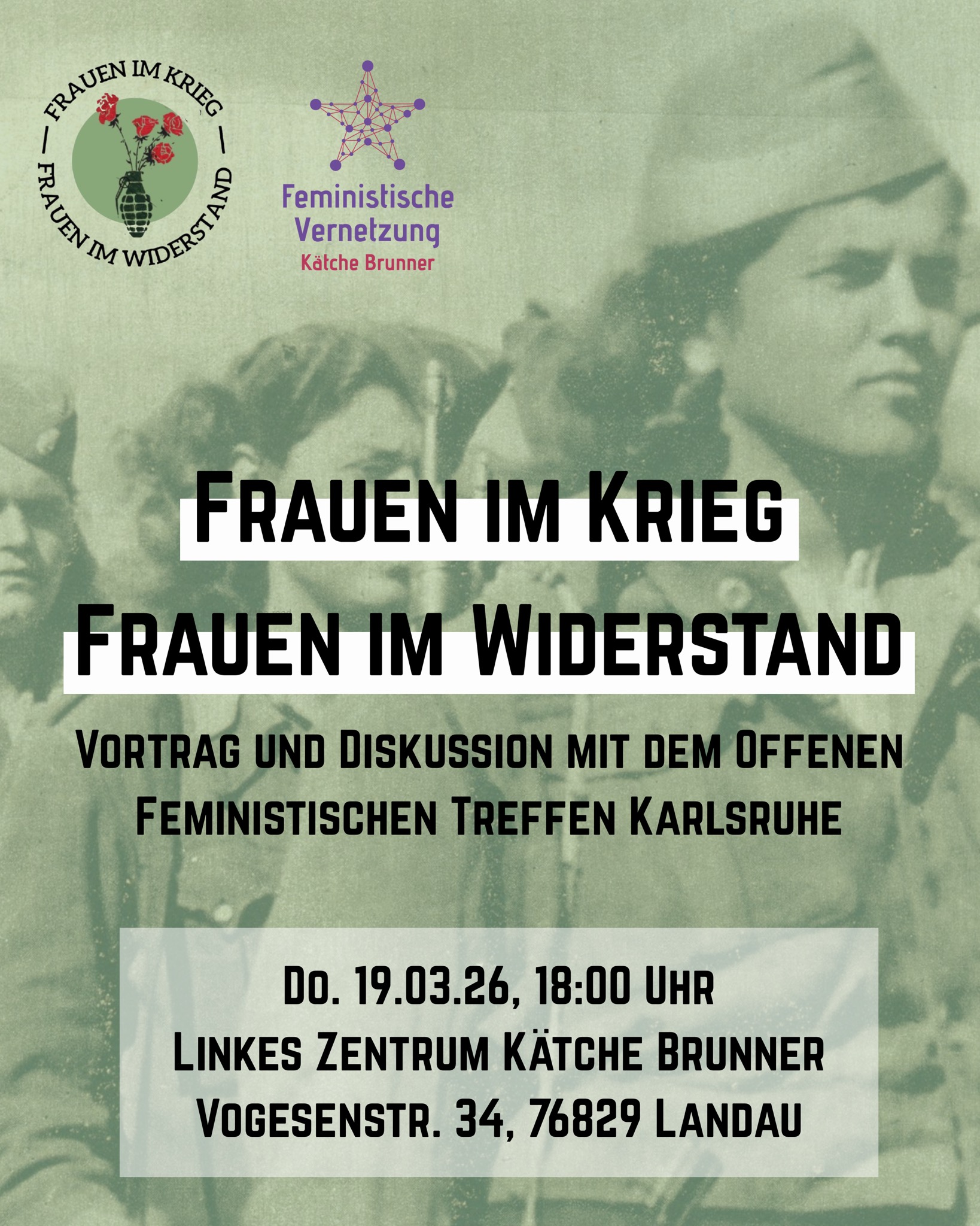 Veranstaltung 19.03.: Frauen im Krieg – Frauen im Widerstand